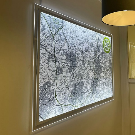 1500 x 1000mm LED Illuminated Wall Map | Price Includes OS Map Printing